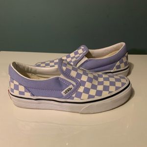 Slip on Vans. Purple and white checkerboard girl size 1.0.